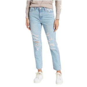 BlankNYC Madison high rise crop distressed jeans straight leg light wash new 26
